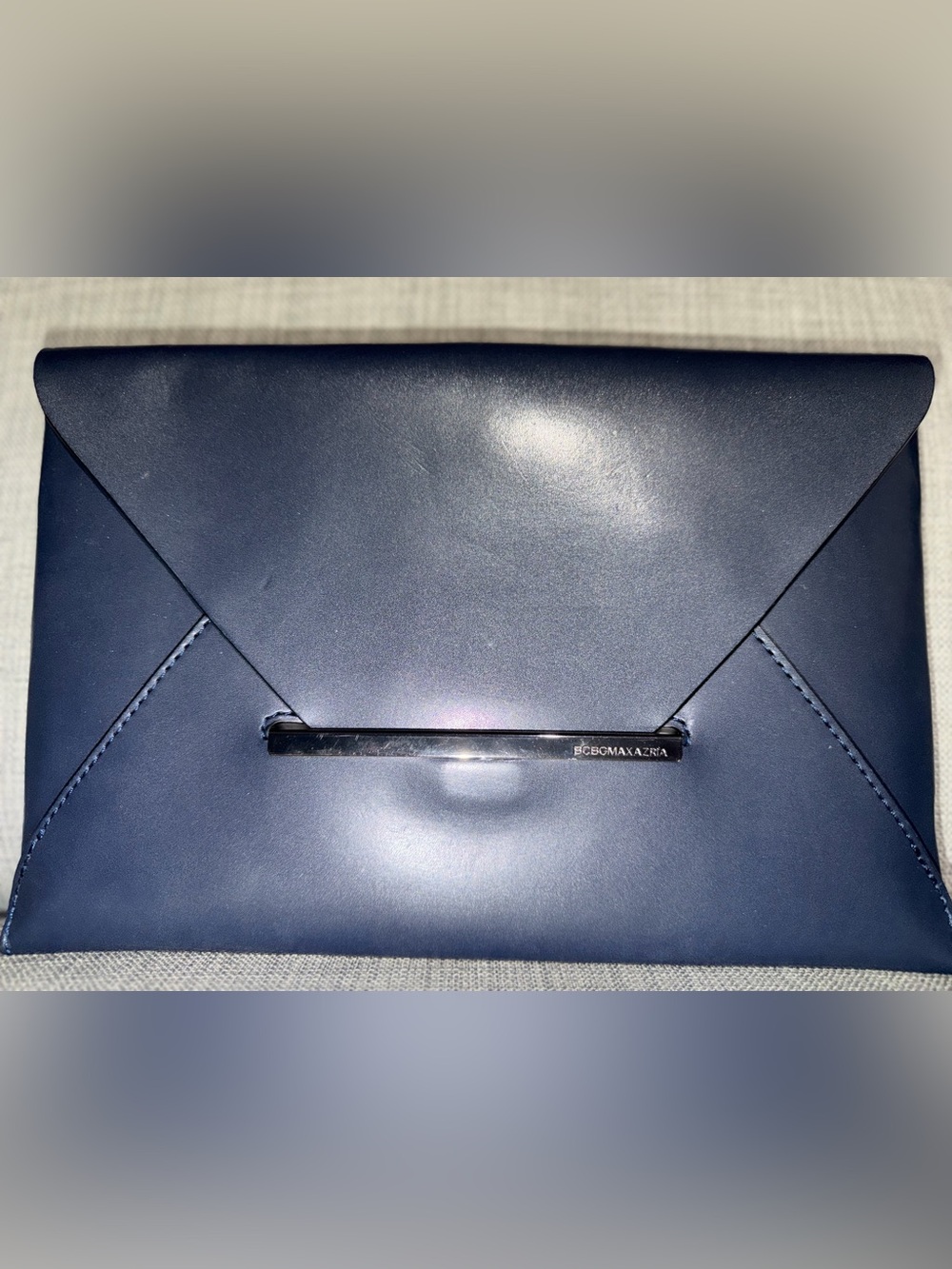 BCBGMaxAzria Navy Envelope Clutch with Silver Bar